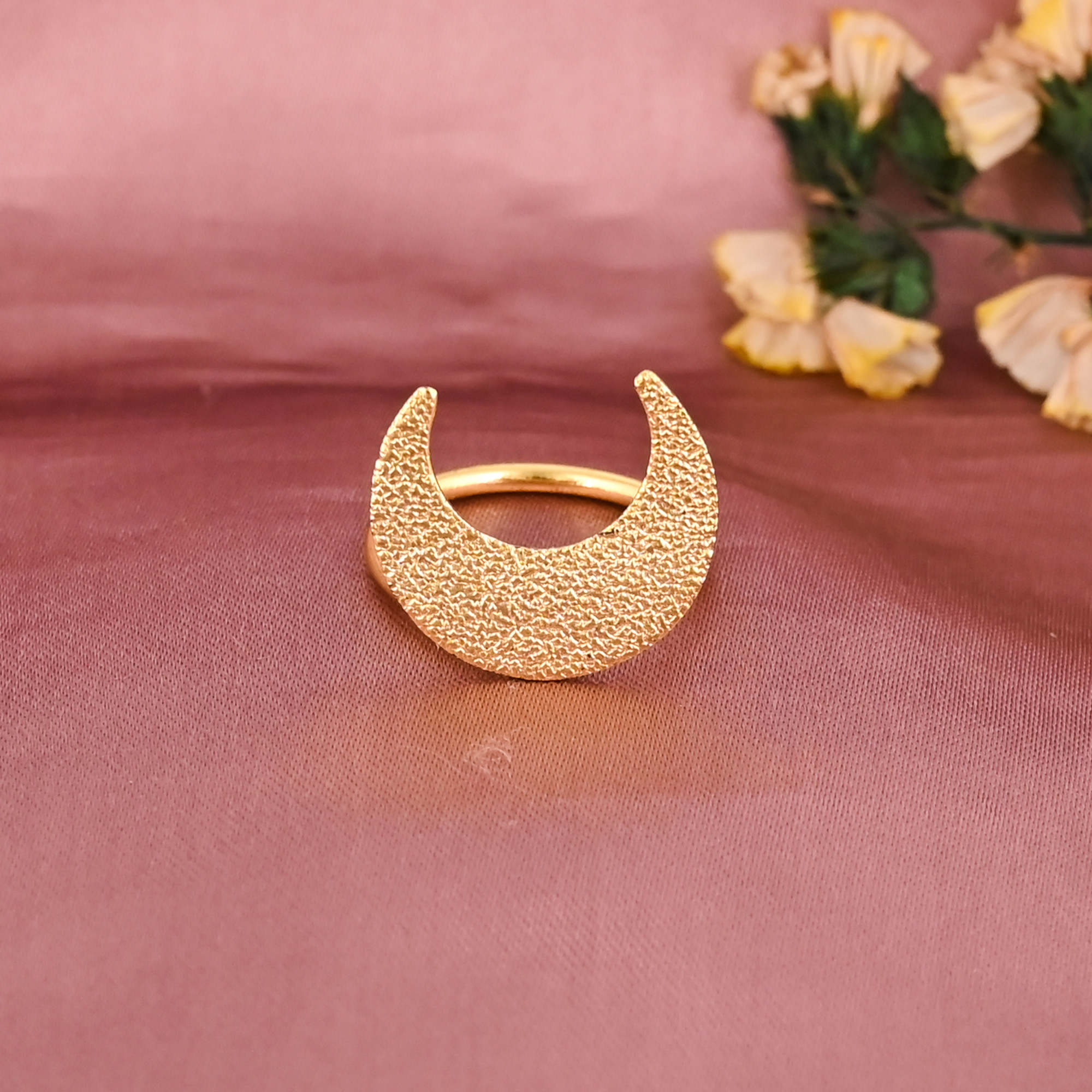 Elegant Half Moon Gold Plated Brass Adjustable Ring for Women Wholesale Lot 25 Pieces