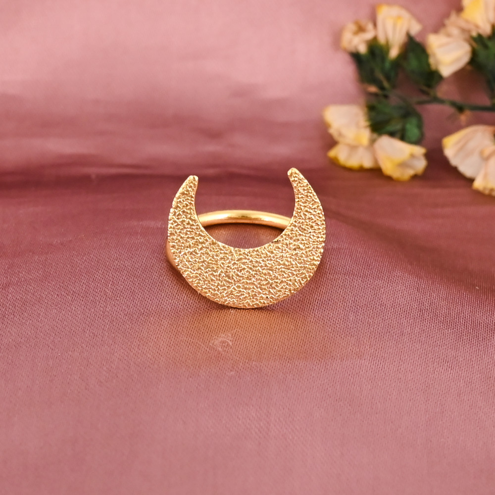 Image of Elegant Half Moon Gold Plated Brass Adjustable Ring for Women Wholesale Lot 25 Pieces