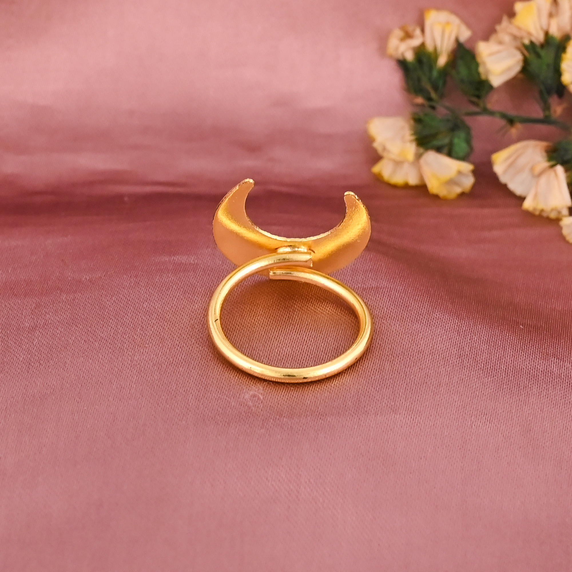 Elegant Half Moon Gold Plated Brass Adjustable Ring for Women Wholesale Lot 25 Pieces
