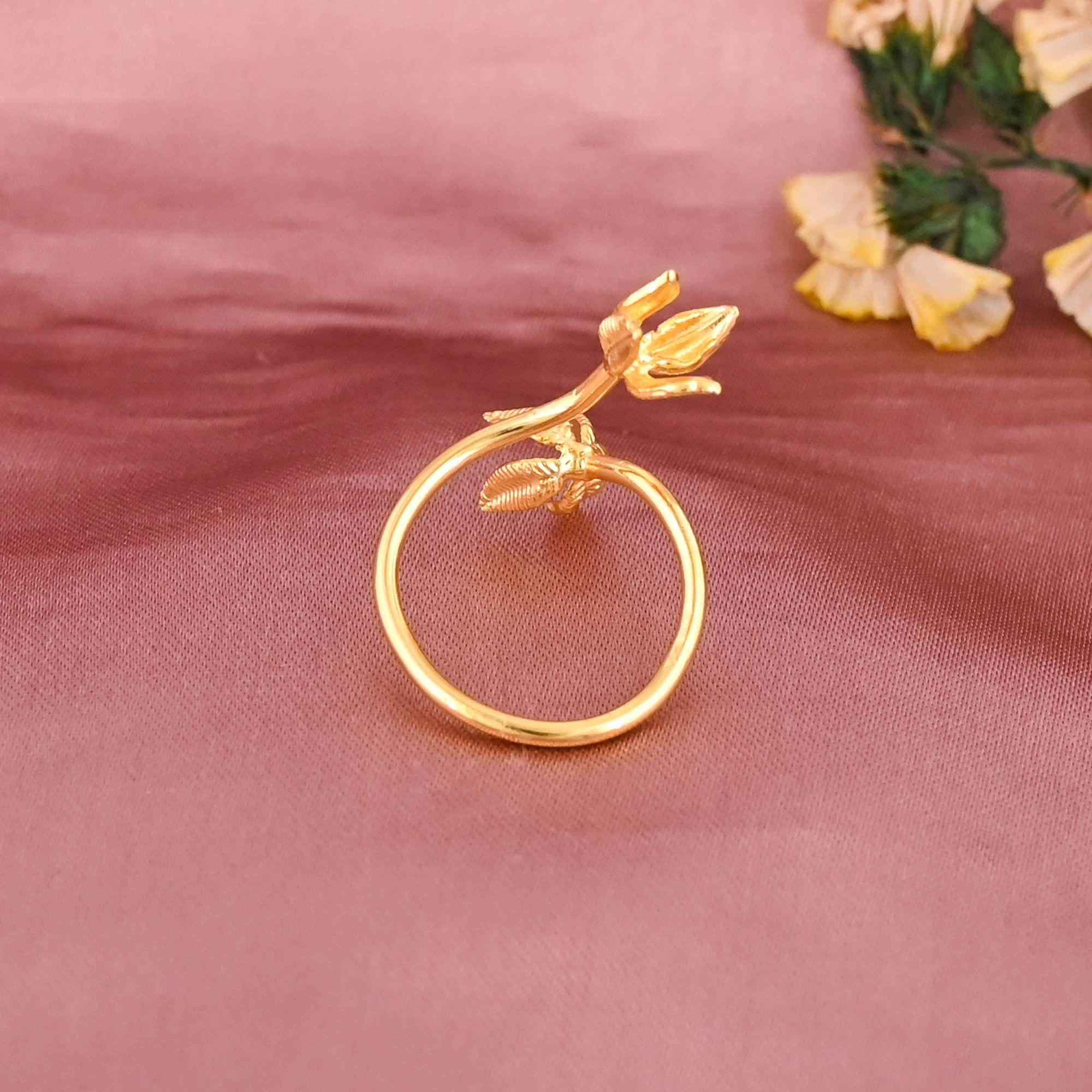 Elegant Lotus Flower Ring Brass Adjustable Statement Jewelry for Women Wholesale Lot 25 Pieces