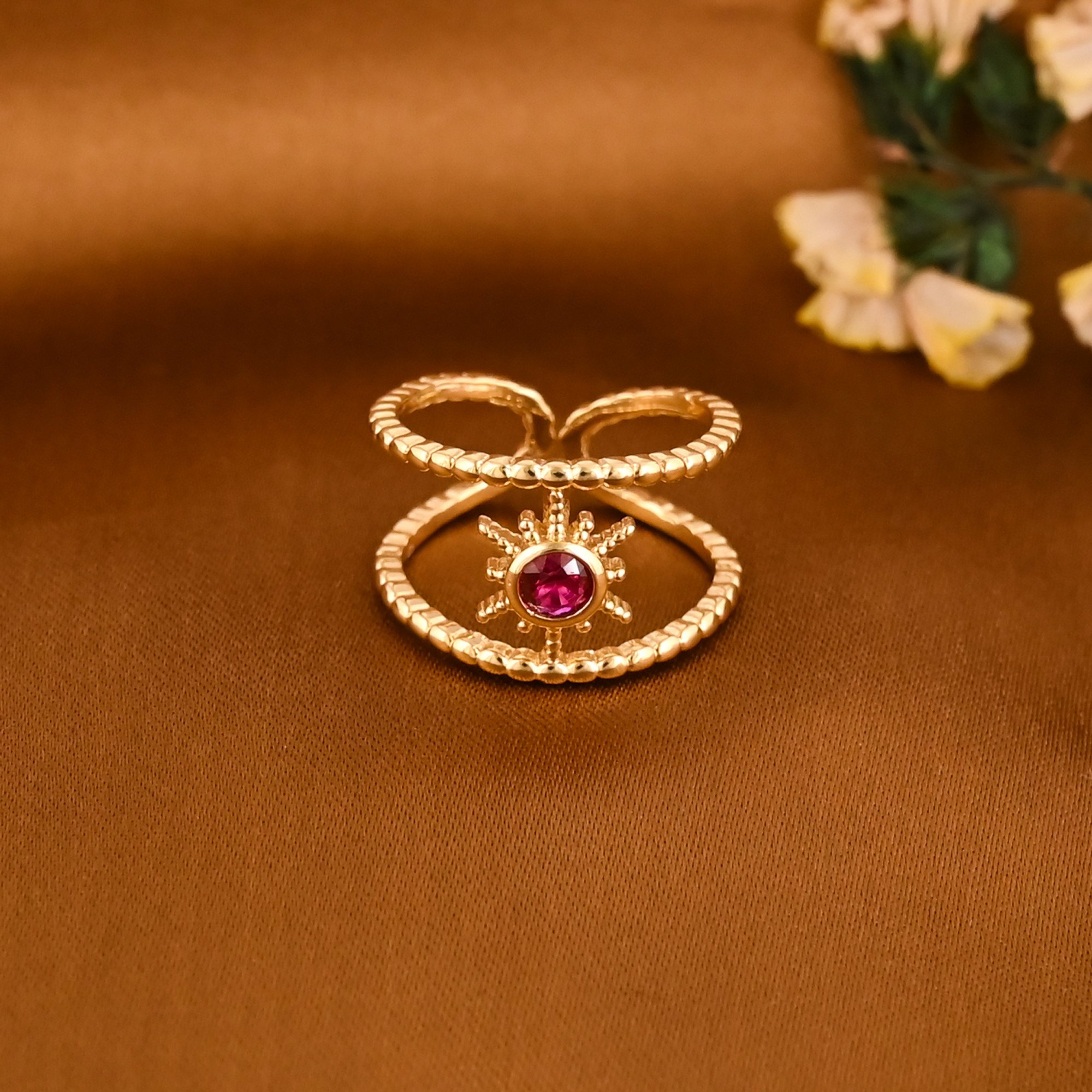 Minimalist Ruby Imitation Gemstone Adjustable Designer Ring for Women Wholesale Lot 25 Pieces