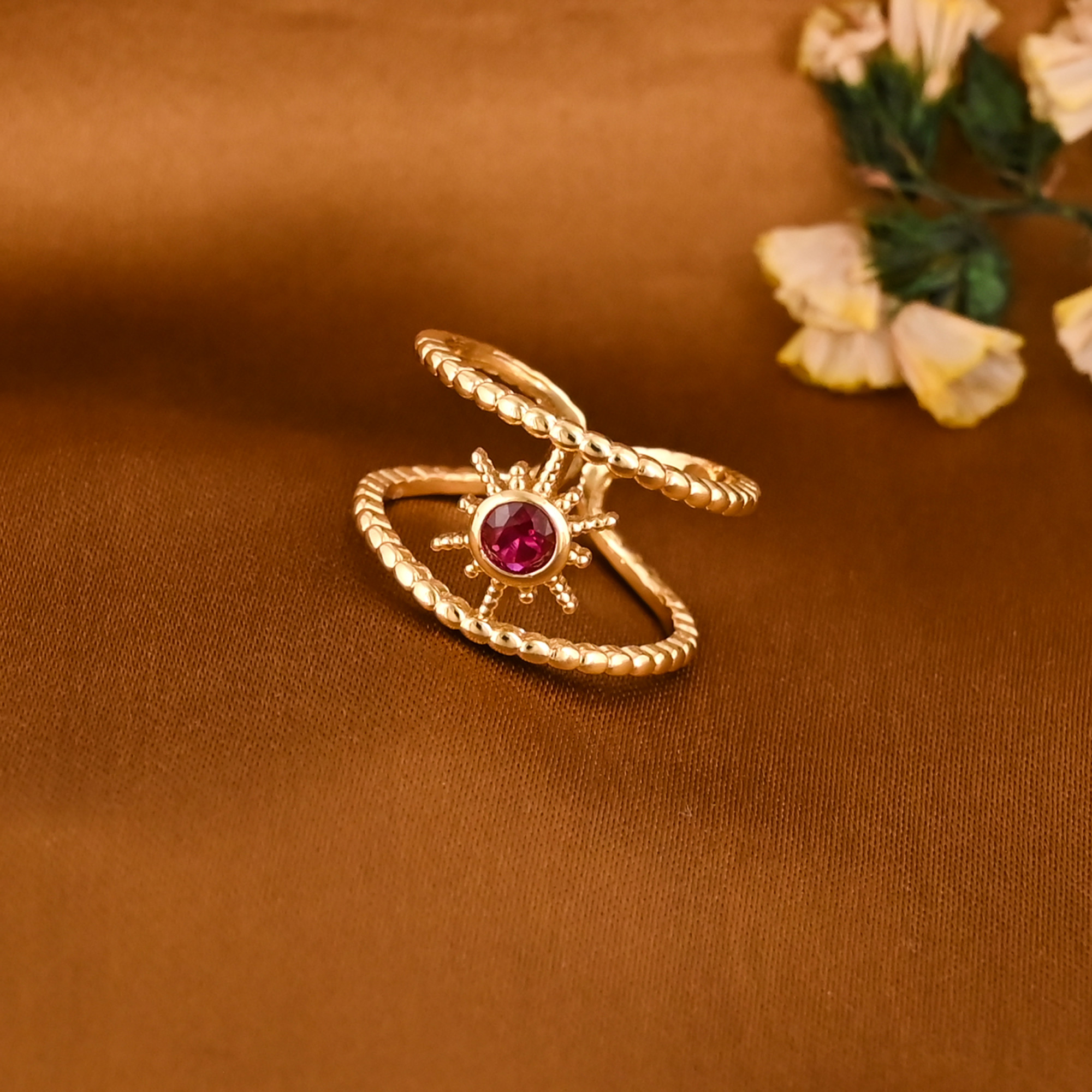 Minimalist Ruby Imitation Gemstone Adjustable Designer Ring for Women Wholesale Lot 25 Pieces