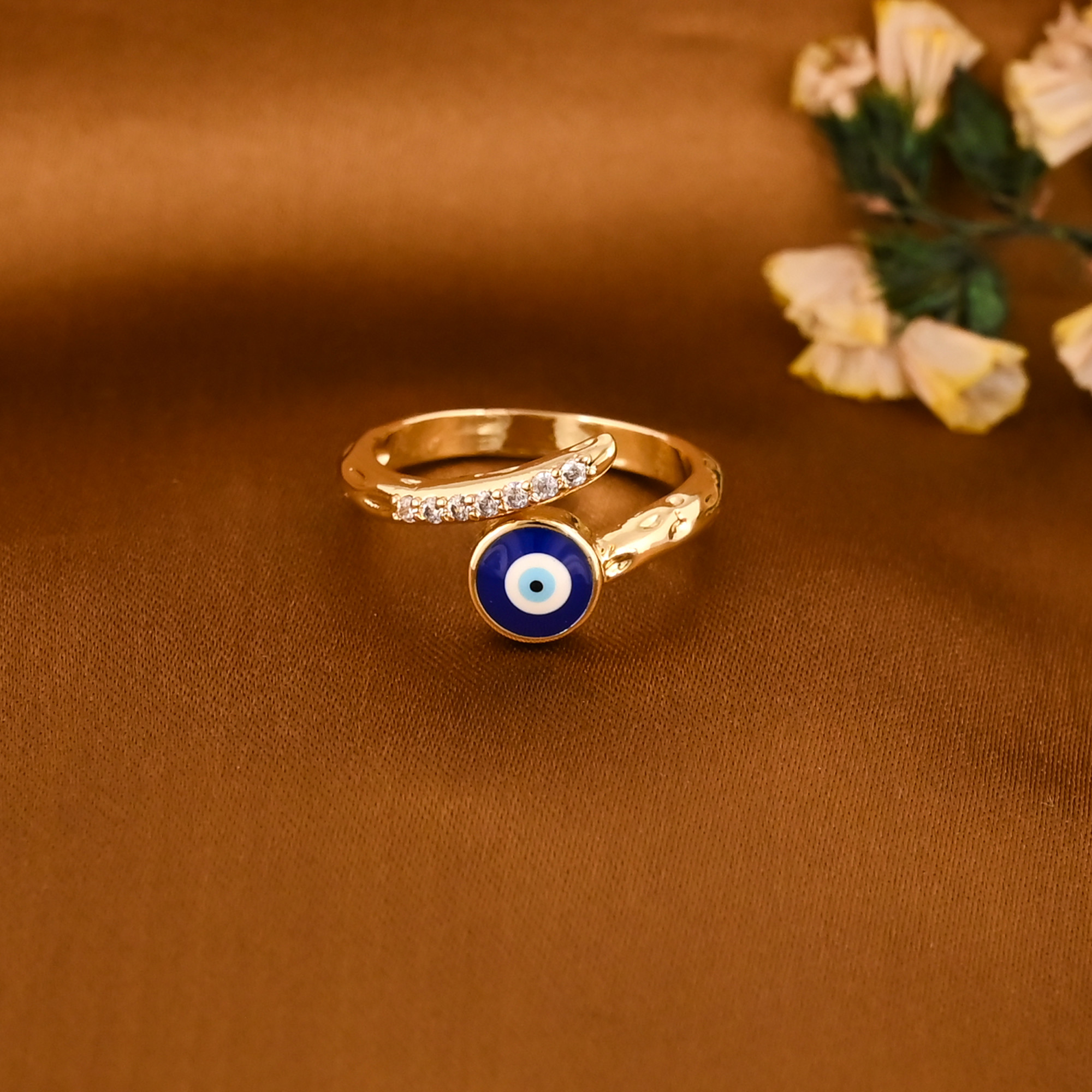 Modern Evil Eye Enamel CZ Gemstone Adjustable Designer Ring for Women Wholesale Lot 25 Pieces