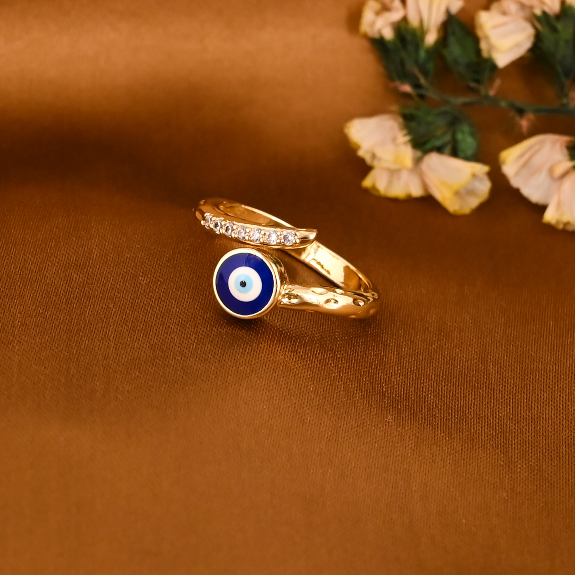 Modern Evil Eye Enamel CZ Gemstone Adjustable Designer Ring for Women Wholesale Lot 25 Pieces