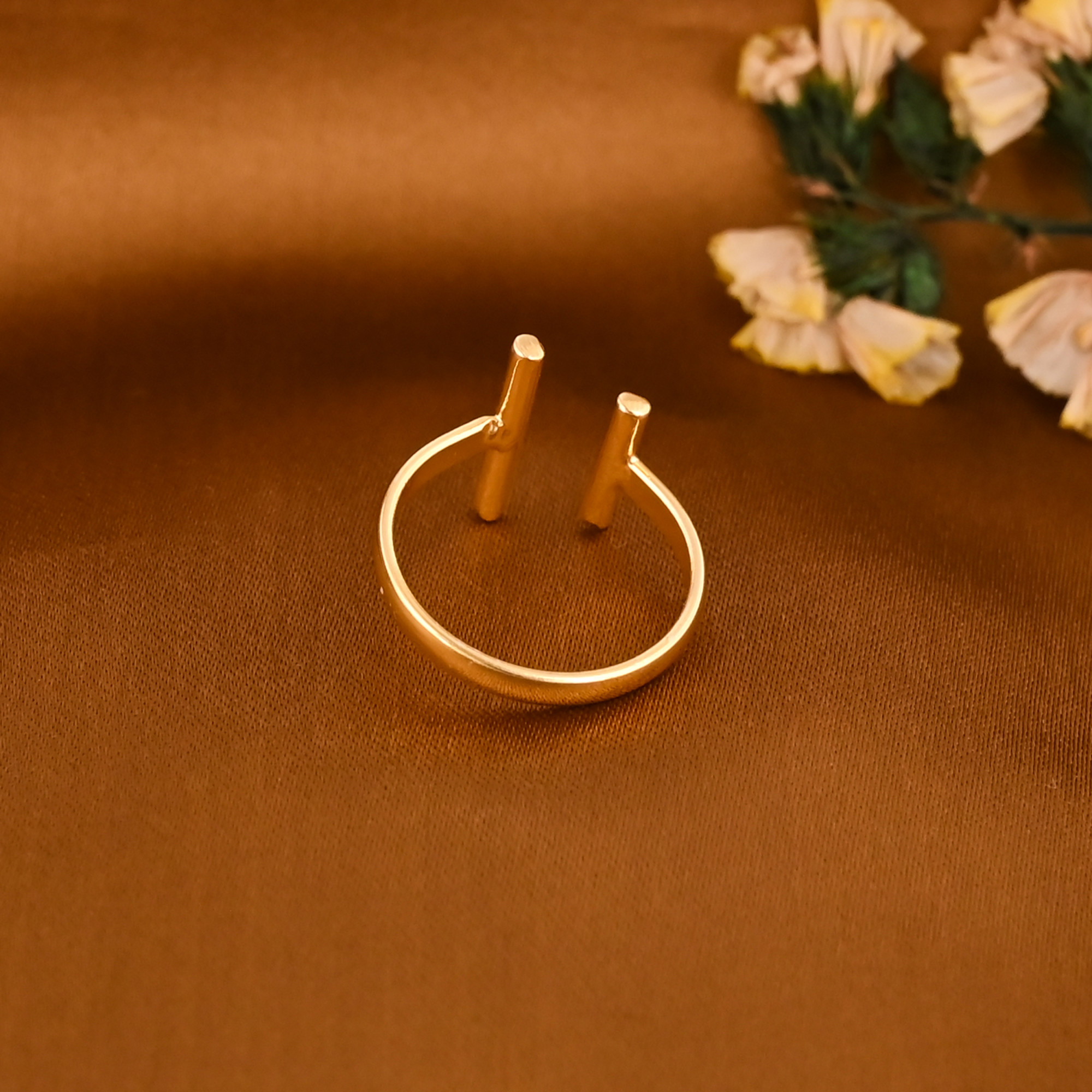 Minimalist Double Bar Gold Plated Brass Adjustable Ring for Women Wholesale Lot 25 Pieces