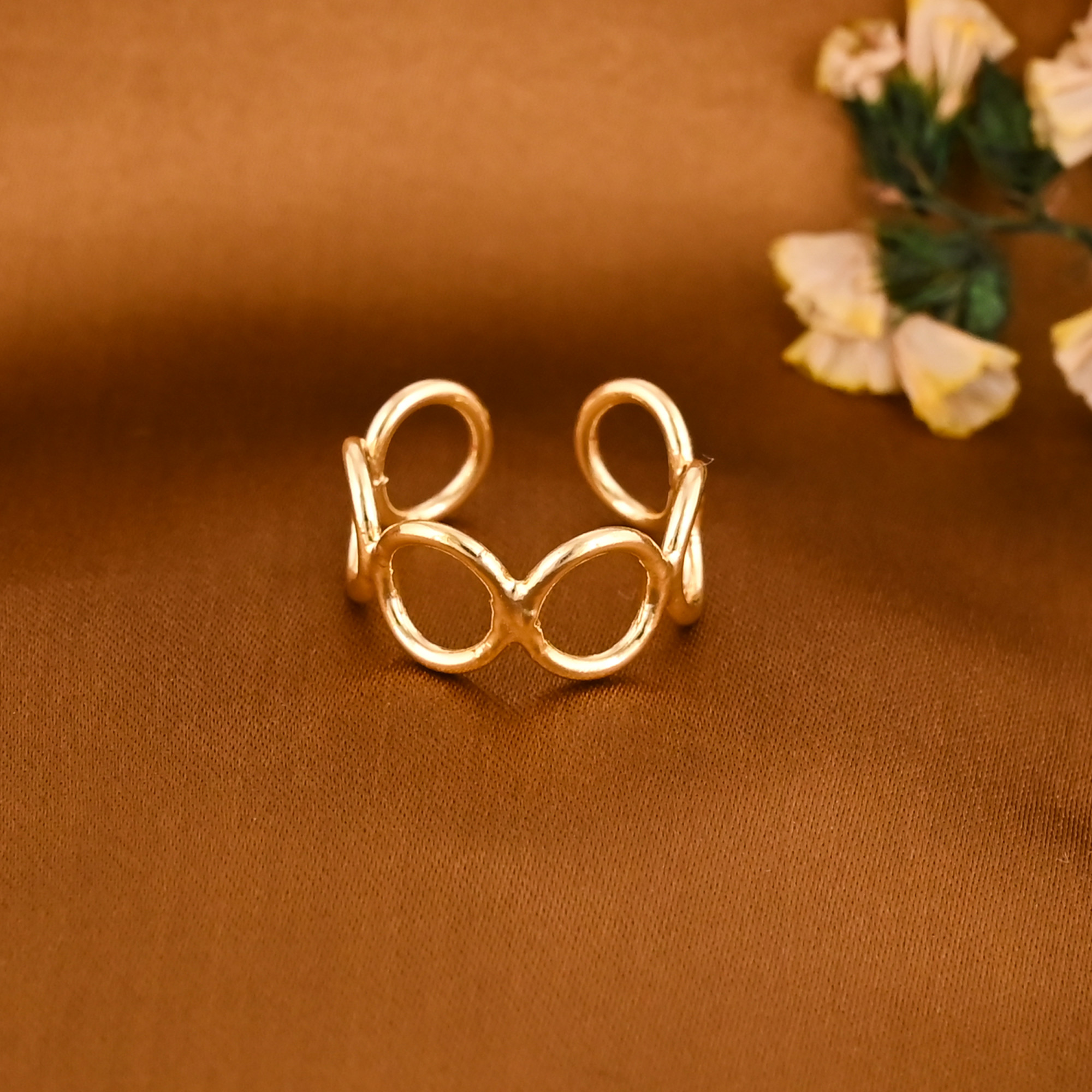 Trendy Open Circle Gold Plated Adjustable Brass Ring for Women Wholesale Lot 25 Pieces