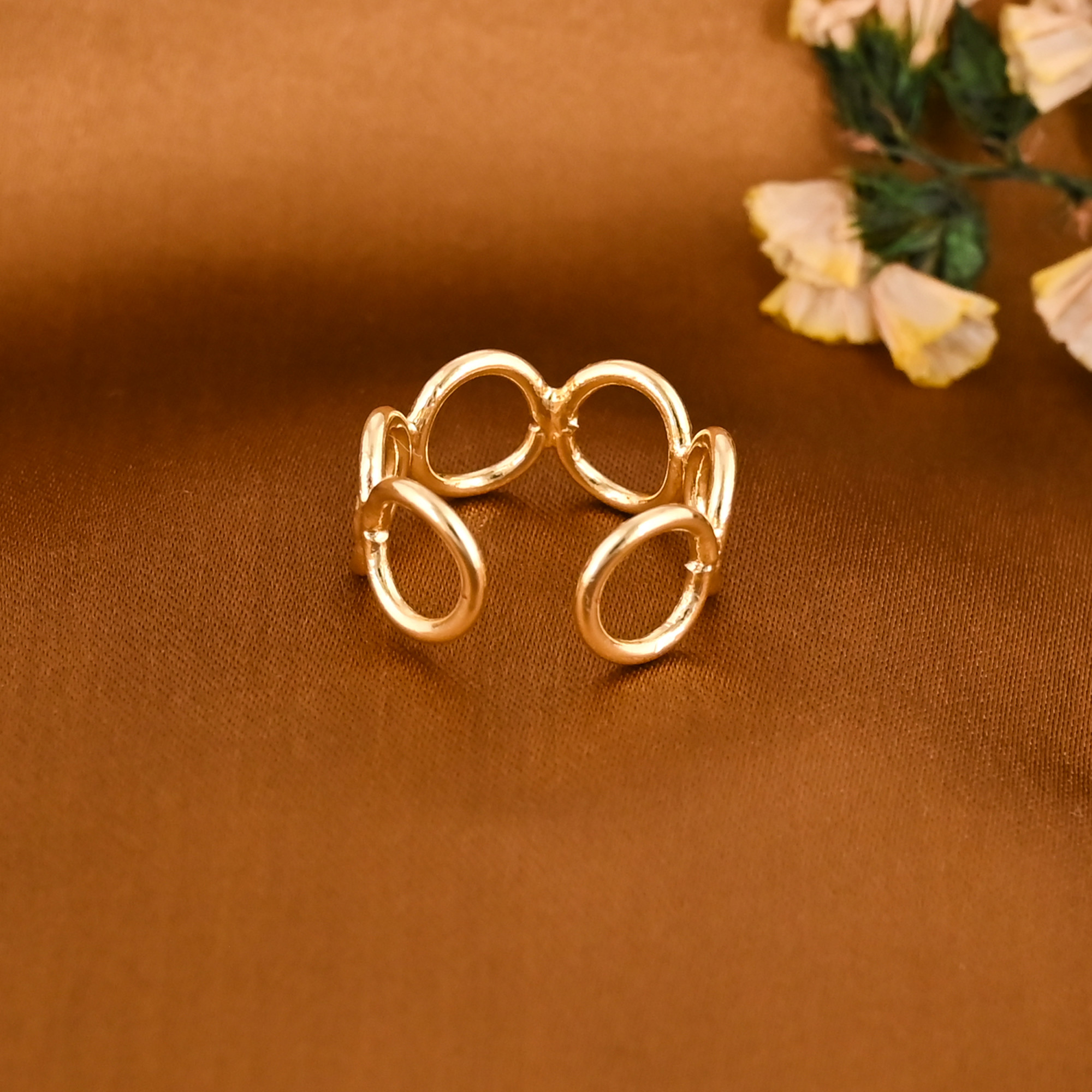 Trendy Open Circle Gold Plated Adjustable Brass Ring for Women Wholesale Lot 25 Pieces