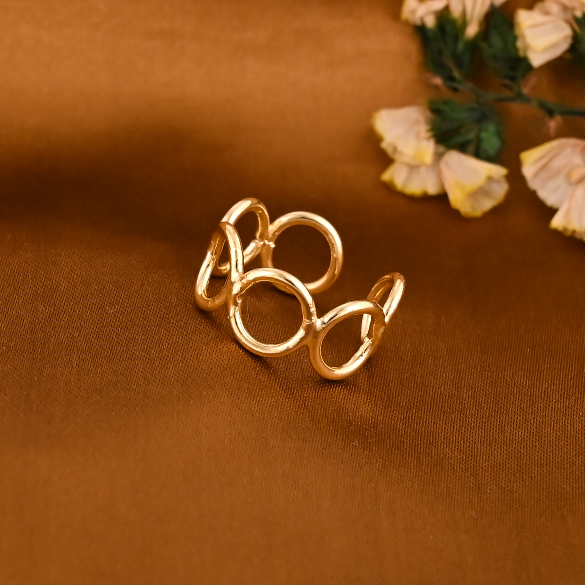 Trendy Open Circle Gold Plated Adjustable Brass Ring for Women Wholesale Lot 25 Pieces