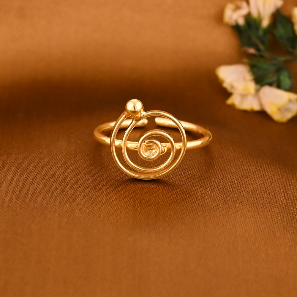 Image of Classic Gold Plated Brass Spiral Adjustable Ring for Women Wholesale Lot 25 Pieces