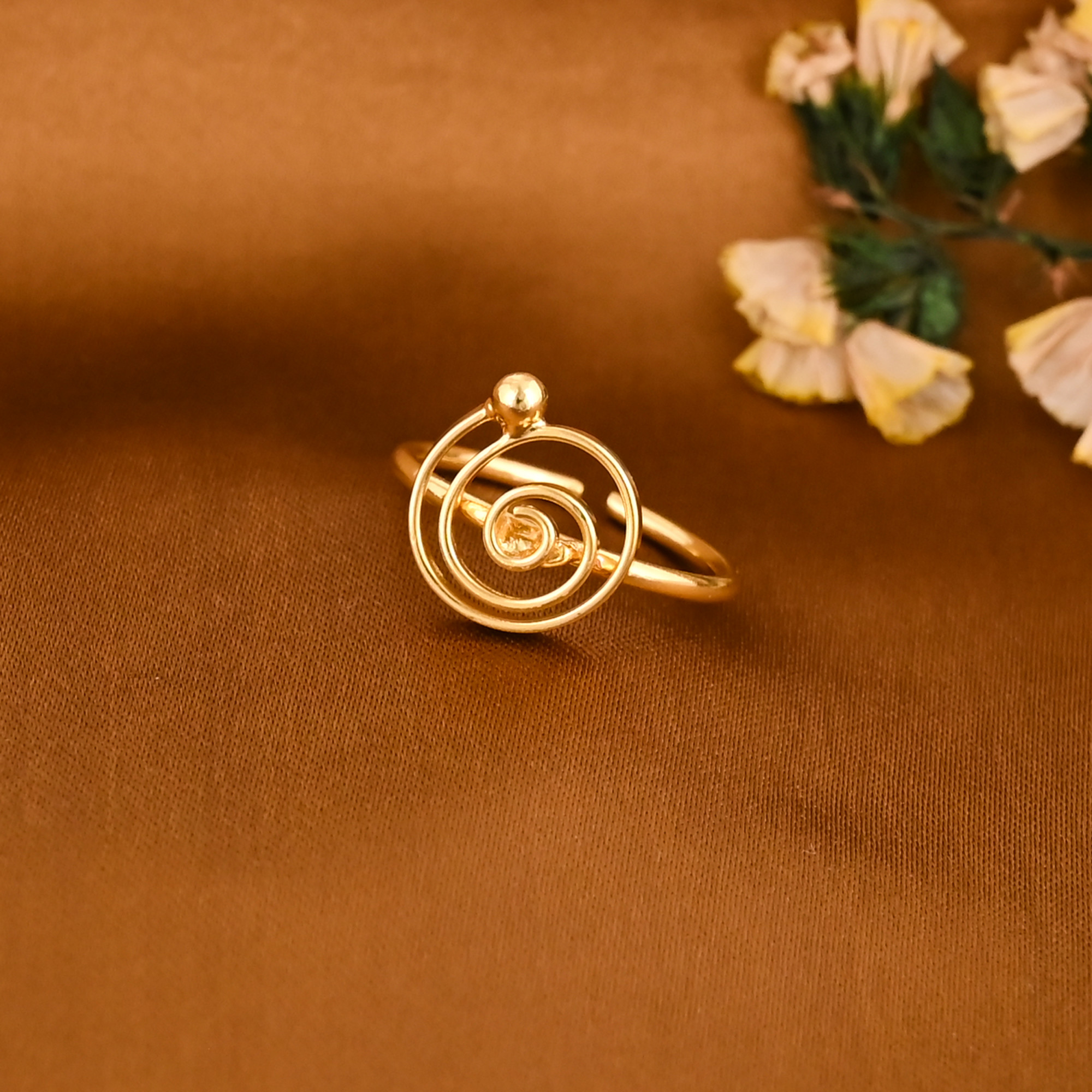 Classic Gold Plated Brass Spiral Adjustable Ring for Women Wholesale Lot 25 Pieces