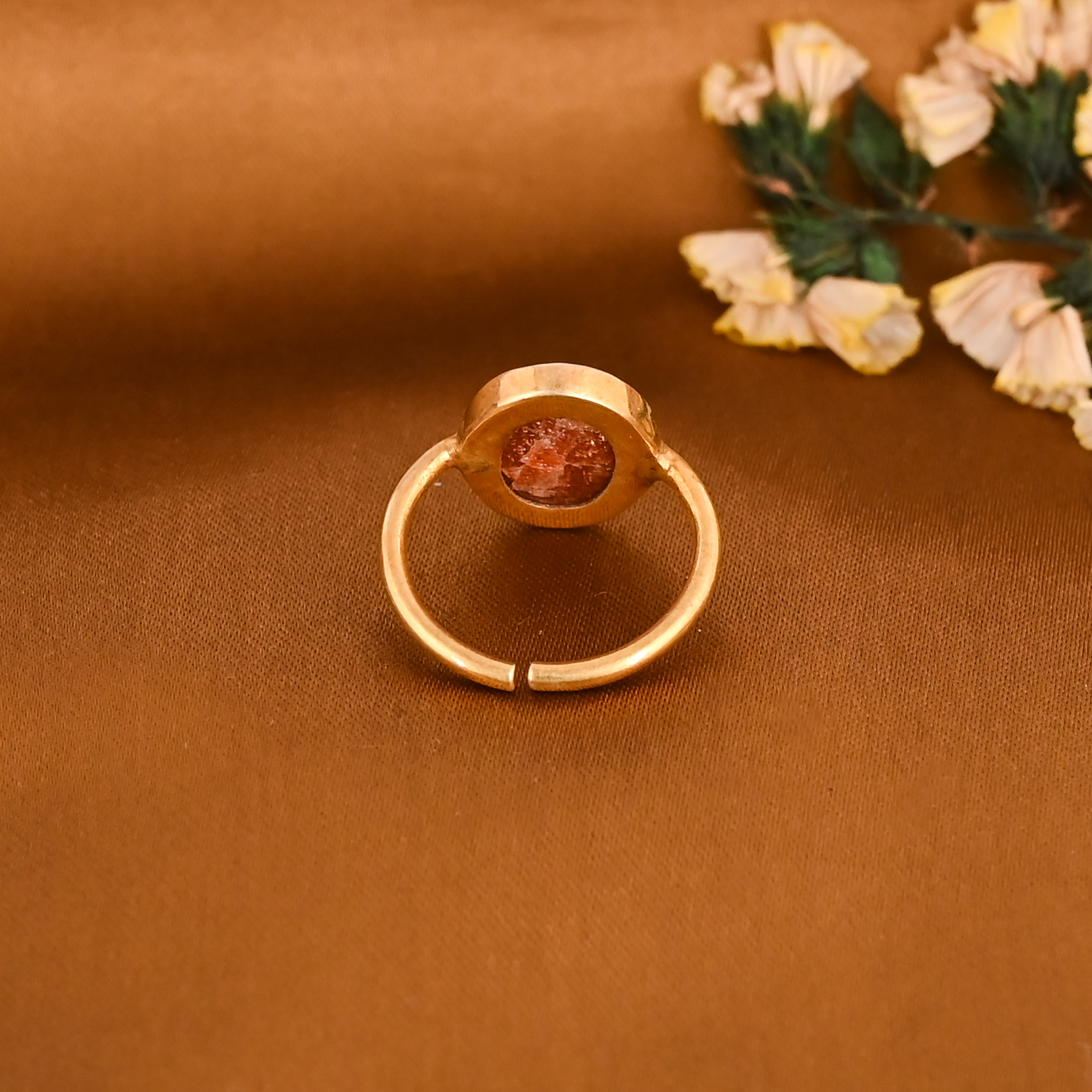 Natural Orange Sunstone Gemstone Ring Handmade Designer Jewelry for Women