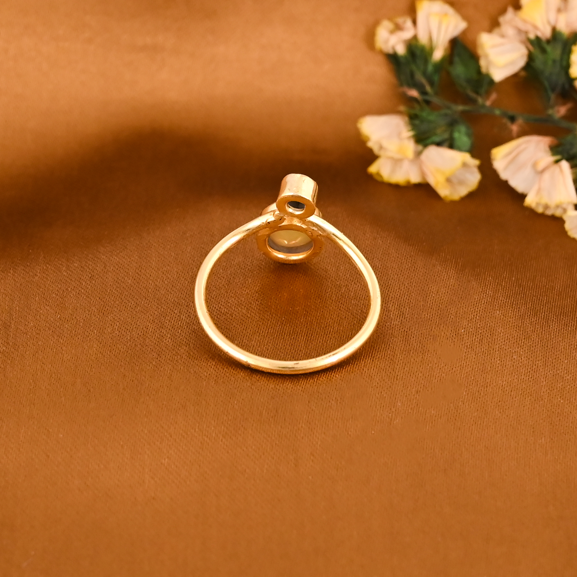 Elegant Ethiopian Opal CZ Gemstone Brass Ring Stylish Handmade Jewelry for Women