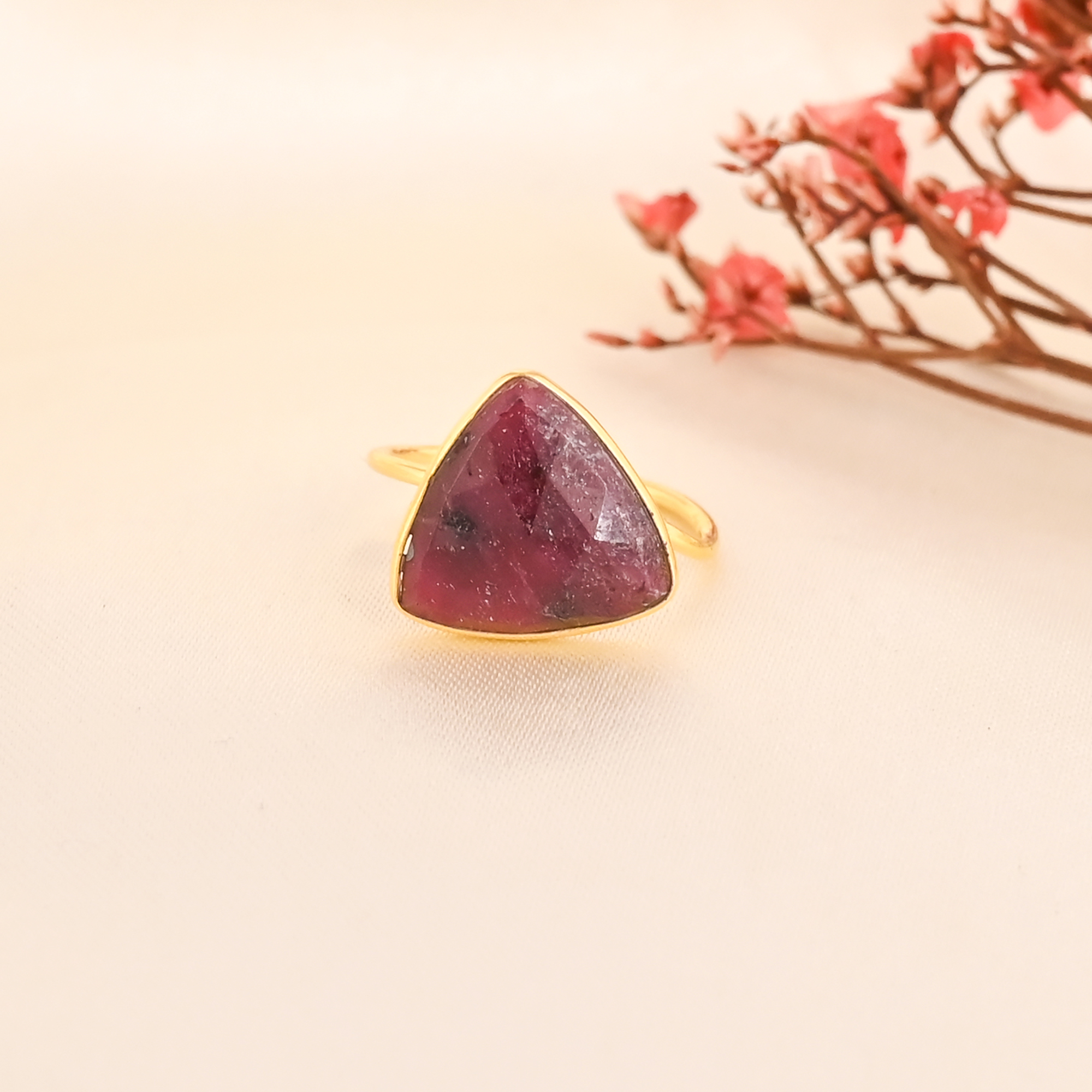 Natural Ruby Corundum Gemstone 925 Sterling Silver Ring for Women Handmade Jewelry for Women