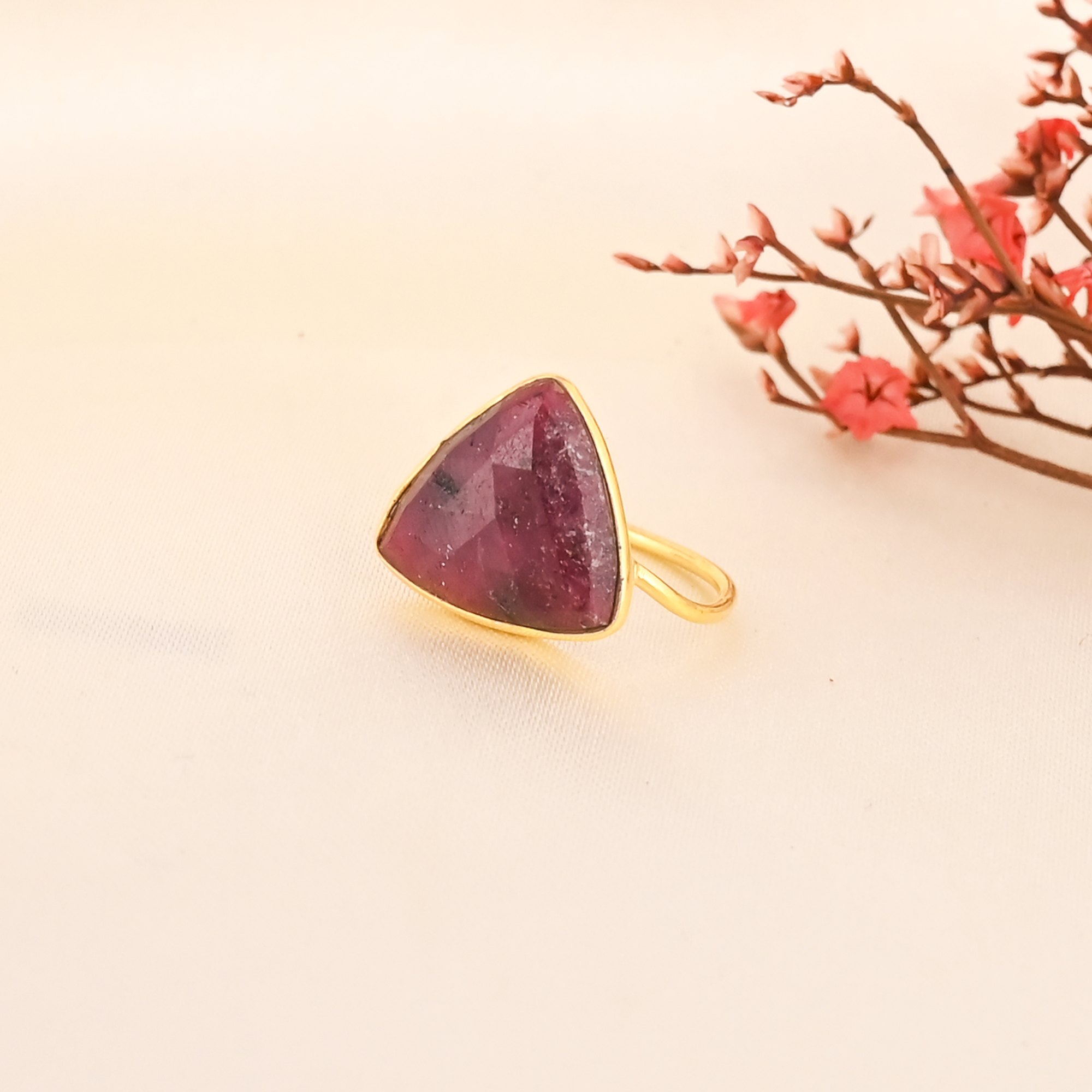 Natural Ruby Corundum Gemstone 925 Sterling Silver Ring for Women Handmade Jewelry for Women