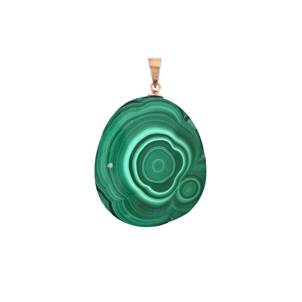Image of Natural Malachite Stalactite Brass  14.8gm Unique Green Stone Pendant