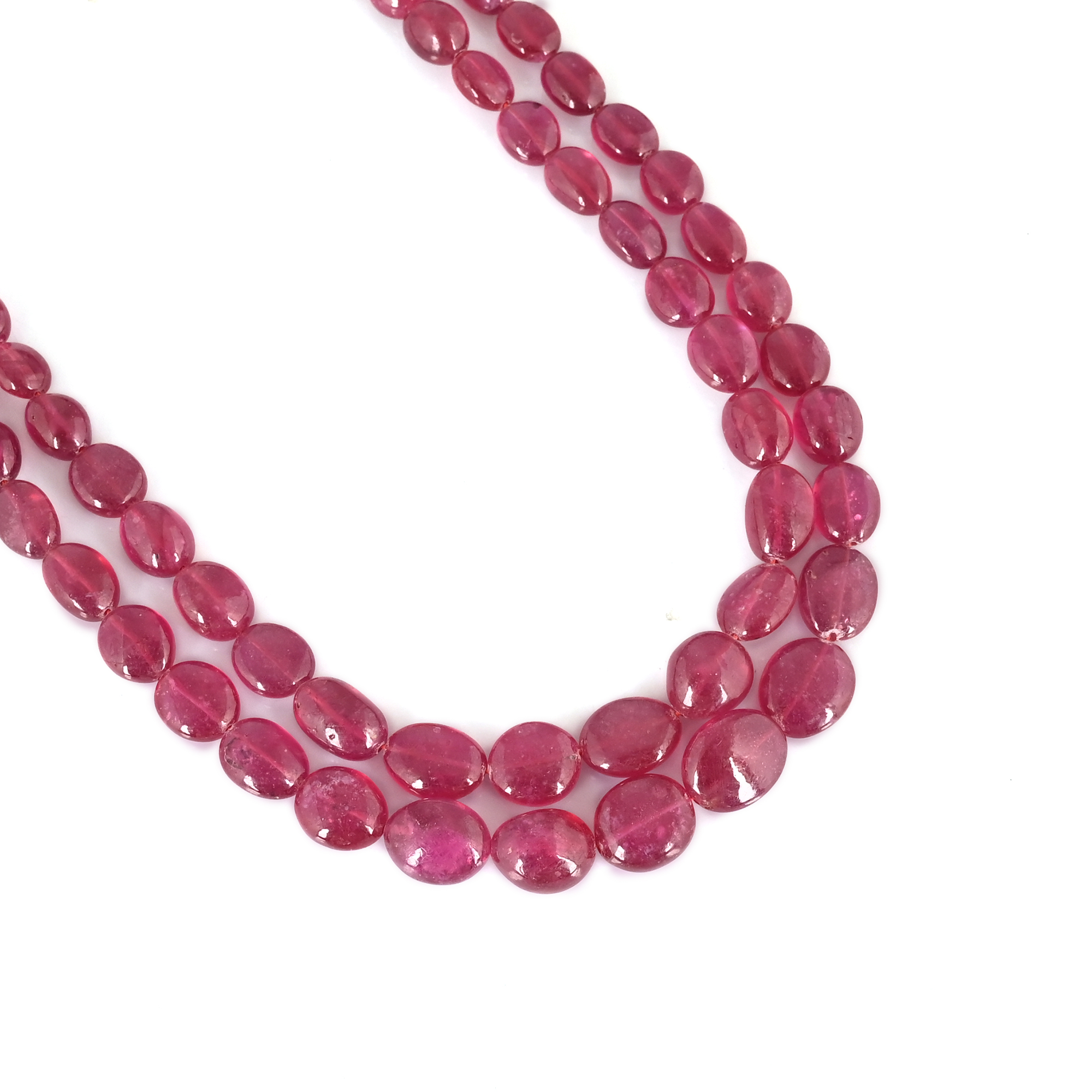 Classic Natural Glass Filling Ruby Layered Gemstone Necklace