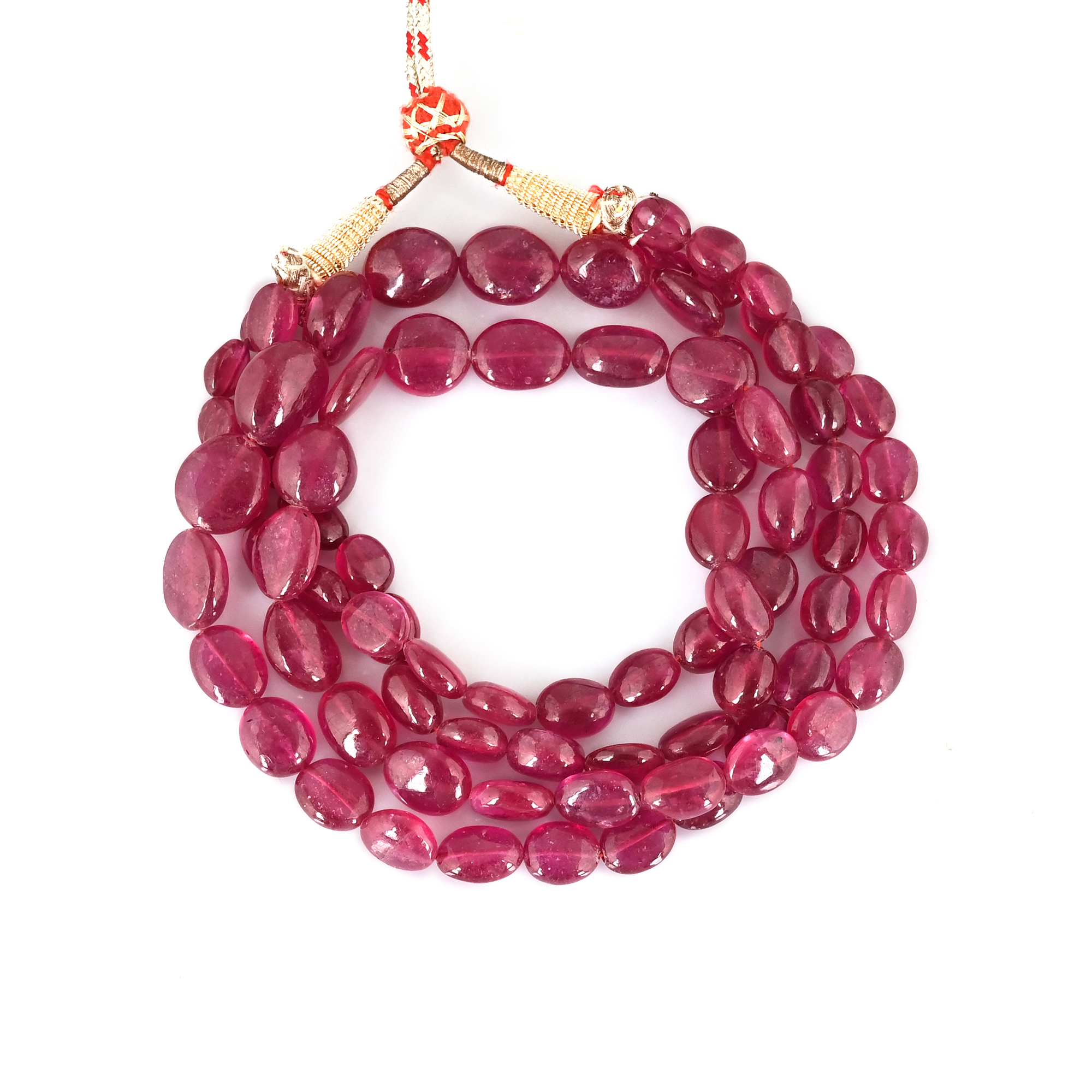 Classic Natural Glass Filling Ruby Layered Gemstone Necklace