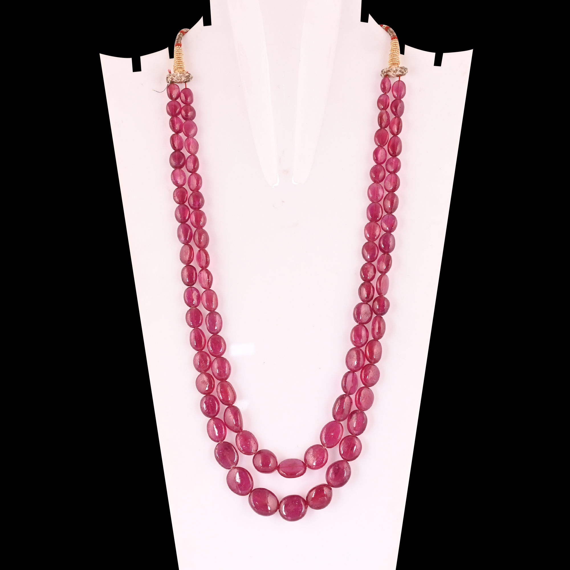 Classic Natural Glass Filling Ruby Layered Gemstone Necklace