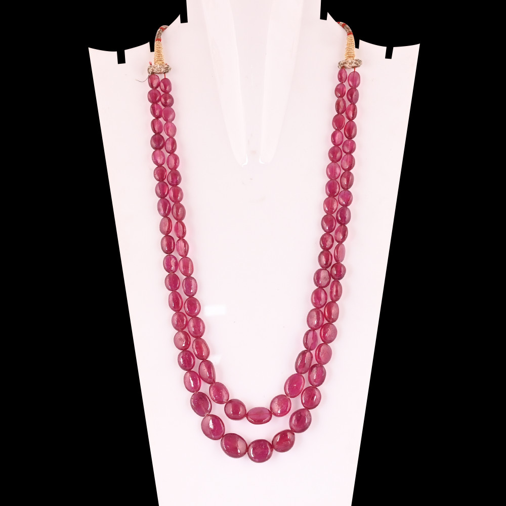 Image of Classic Natural Glass Filling Ruby Layered Gemstone Necklace