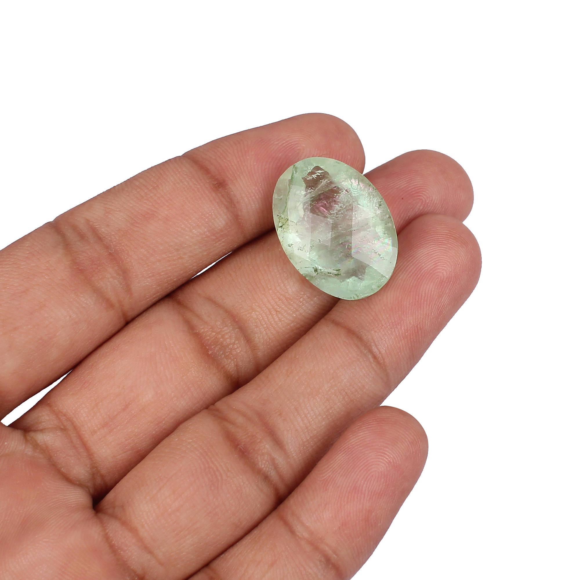 Natural Afghani Fluorite Gemstone Checkerboard Cut 490 Carat 26x17 mm Loose Stone for Jewelry Making