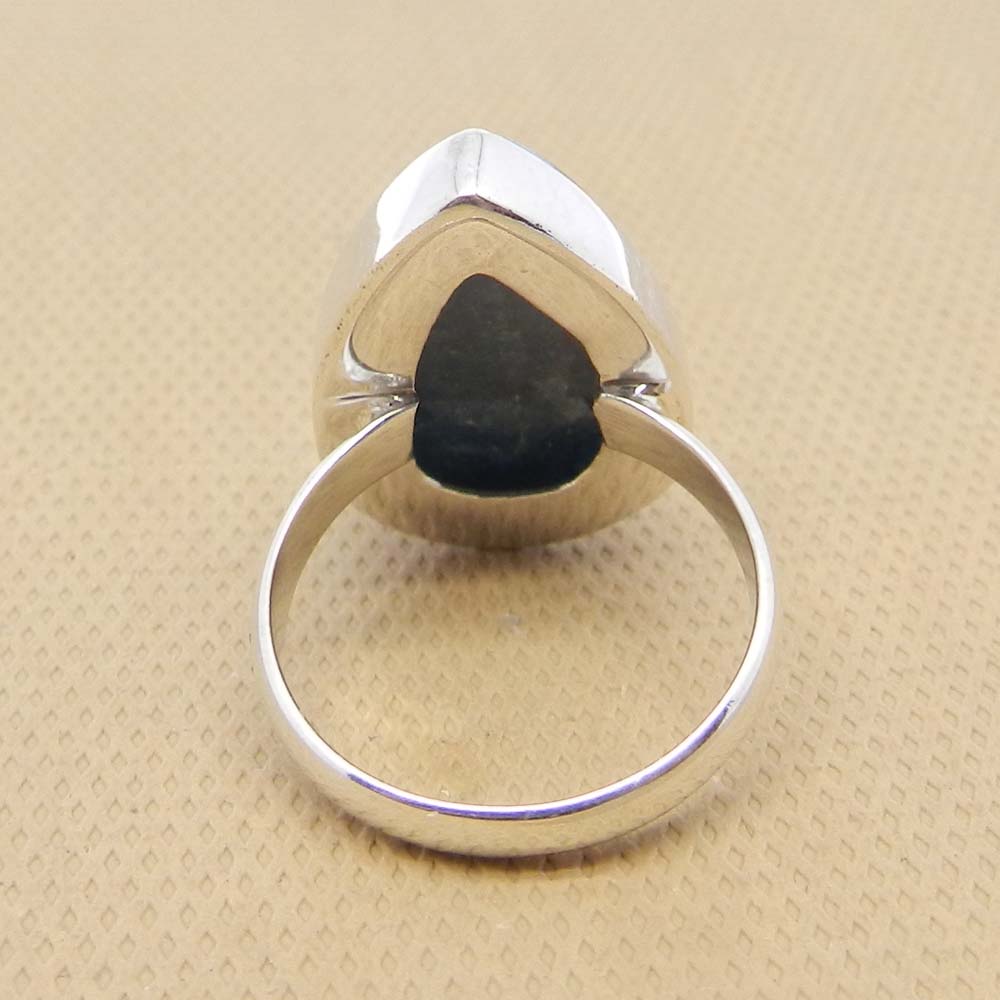 Neon Apatite 23x16mm Pear 925 Sterling Silver Bezel Set Ring