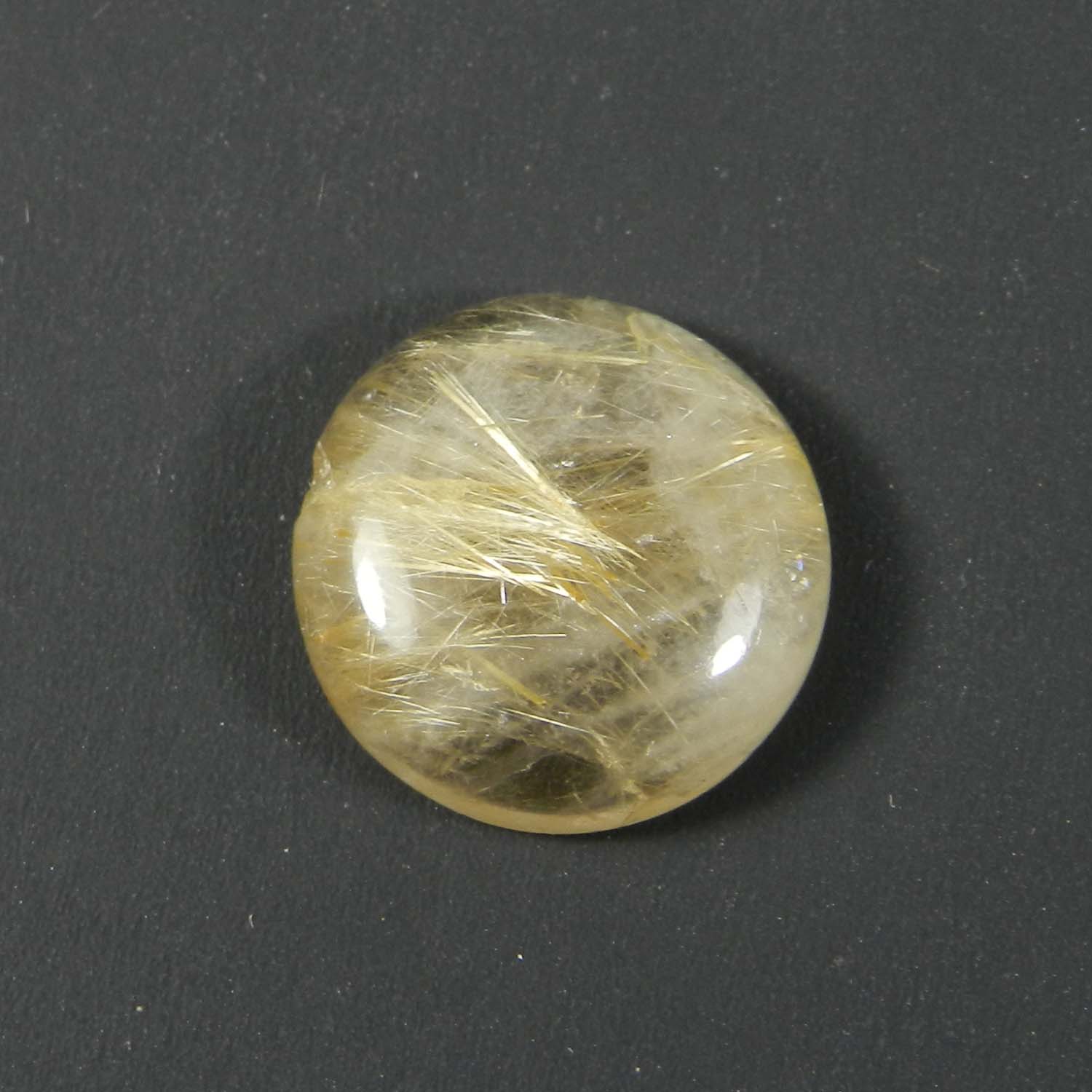 Exclusive Golden Rutile Quartz 15x15mm Round Cabochon 1065 Cts