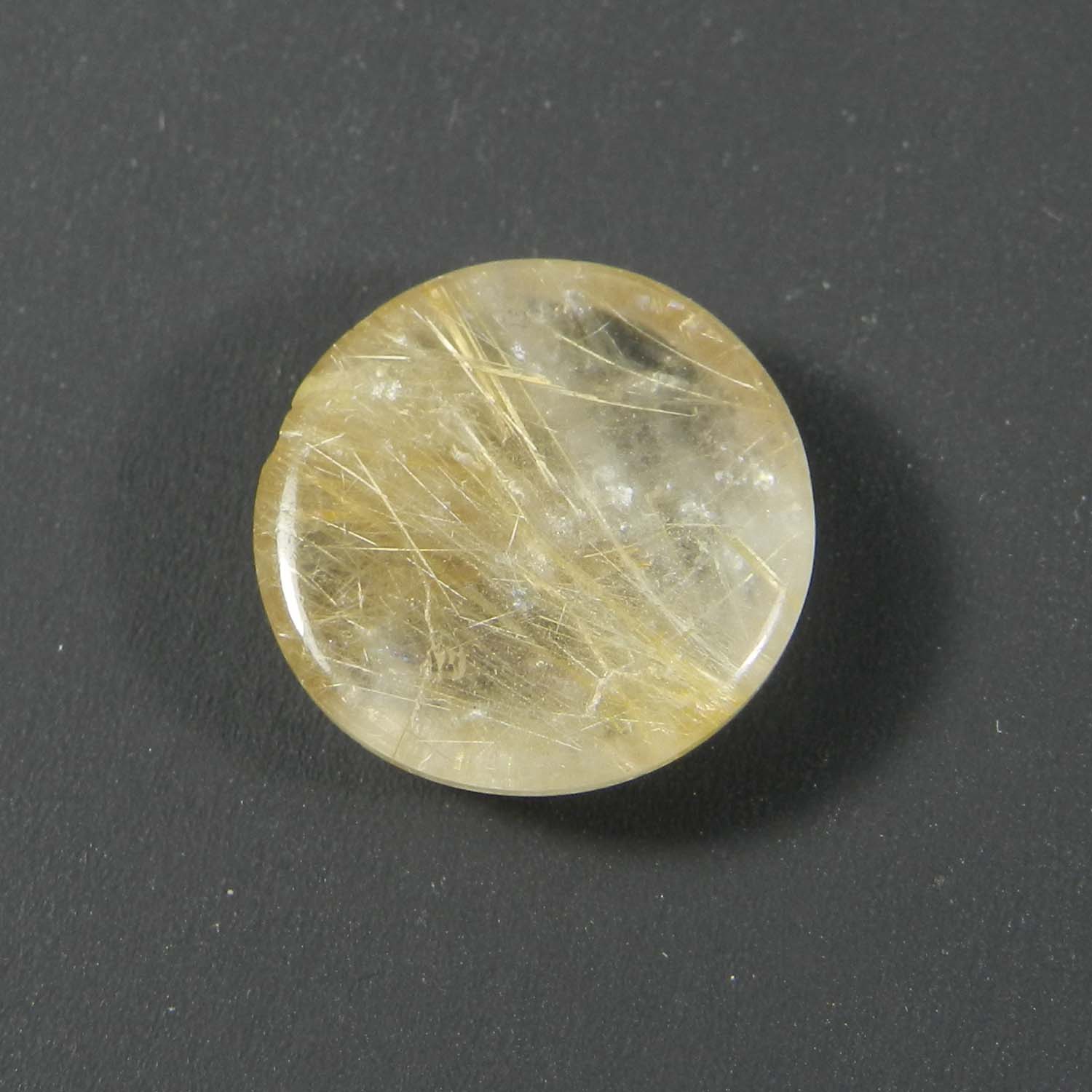 Exclusive Golden Rutile Quartz 15x15mm Round Cabochon 1065 Cts