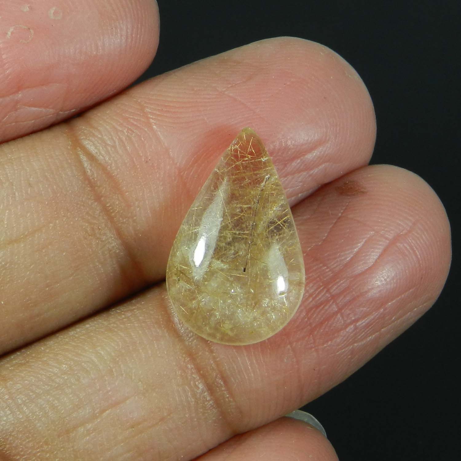 Exclusive Golden Rutile Quartz 19x12mm Pear Cabochon 840 Cts