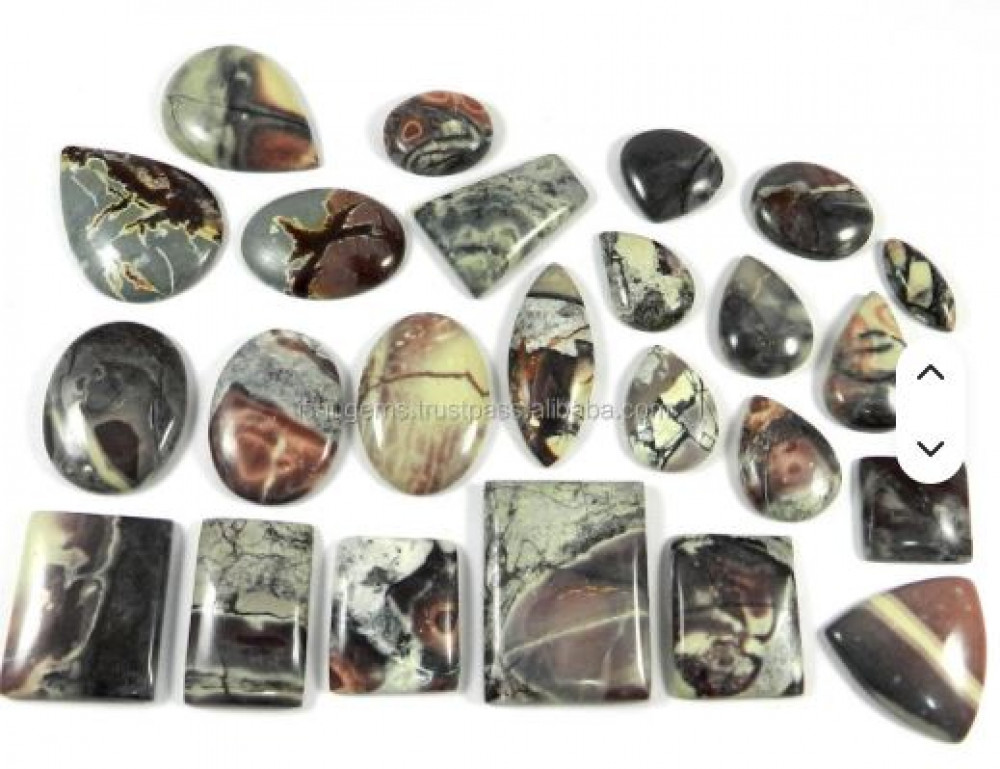 Image of Ishu Gems 24pcs Natural Porcelain Jasper Cabochon 500cts Loose Gemstones Mix Collection with Color Play/Fire and 100g
