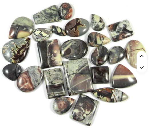 Ishu Gems 24pcs Natural Porcelain Jasper Cabochon 500cts Loose Gemstones Mix Collection with Color PlayFire and 100g