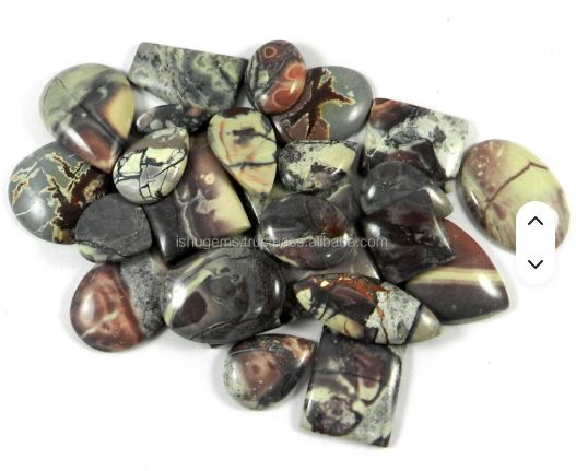 Ishu Gems 24pcs Natural Porcelain Jasper Cabochon 500cts Loose Gemstones Mix Collection with Color PlayFire and 100g