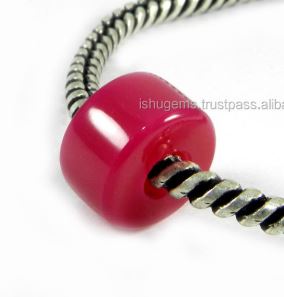 Fuchsia chalcedony 14x8x45mm Smooth Tyre Gemstone Big Hole Beads IG0095