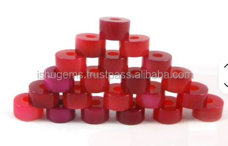 Fuchsia chalcedony 14x8x45mm Smooth Tyre Gemstone Big Hole Beads IG0095