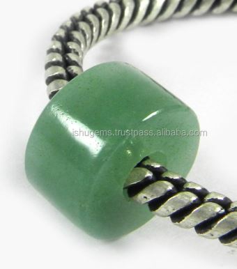 Green Aventurine 14x8x45mm Smooth Tyre Gemstone Big Hole Beads IG0096