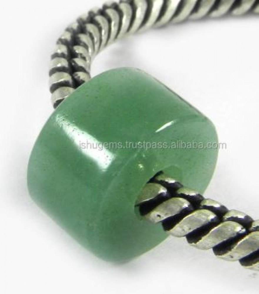 Image of Green Aventurine 14x8x4.5mm Smooth Tyre Gemstone Big Hole Beads IG0096