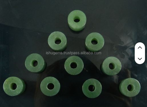 Green Aventurine 14x8x45mm Smooth Tyre Gemstone Big Hole Beads IG0096