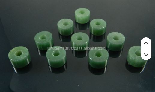 Green Aventurine 14x8x45mm Smooth Tyre Gemstone Big Hole Beads IG0096