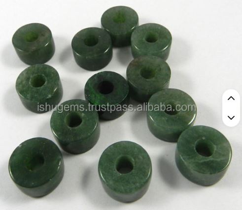 Green Aventurine 14x8x45mm Smooth Tyre Gemstone Big Hole Beads IG0096