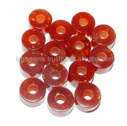 14x8x45mm Smooth Tyre Beads Synthetic Amber Gemstone Big Hole Beads IG0097