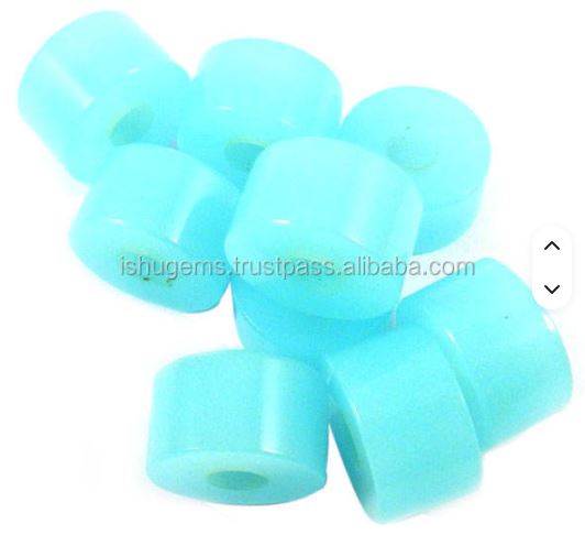 Aqua Chalcedony 14x8x45mm Smooth Tyre Beads Gemstone Big Hole Beads IG0101