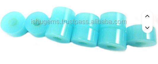 Aqua Chalcedony 14x8x45mm Smooth Tyre Beads Gemstone Big Hole Beads IG0101