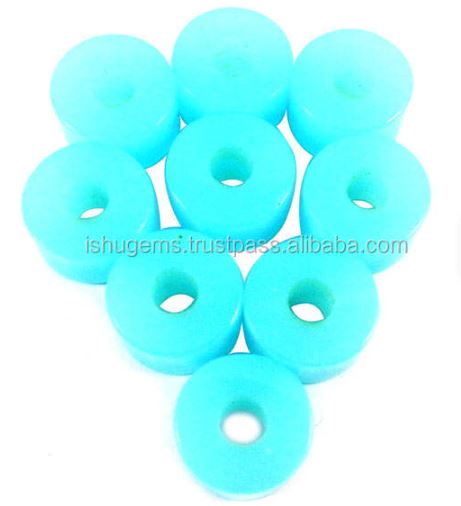 Aqua Chalcedony 14x8x45mm Smooth Tyre Beads Gemstone Big Hole Beads IG0101