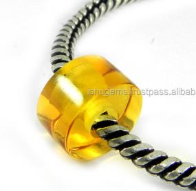 Citrine hydro - 14x8x45mm smooth tyre beads - Gemstone big hole beads - european beads for bracelet - IG0105