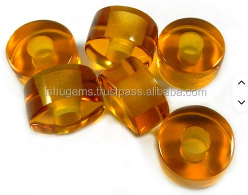 Citrine hydro - 14x8x45mm smooth tyre beads - Gemstone big hole beads - european beads for bracelet - IG0105
