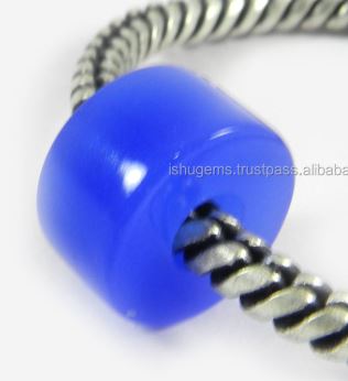 Blue chalcedony 14x8x45mm smooth tyre beads Gemstone big hole beads