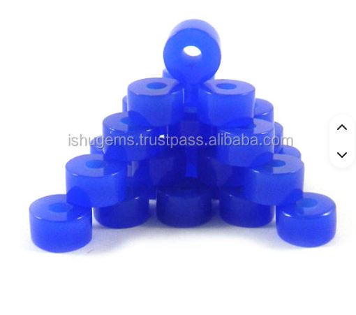 Blue chalcedony 14x8x45mm smooth tyre beads Gemstone big hole beads