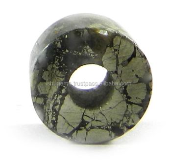 Gemstone Golden Big Hole Beads Fools Gold Pyrite Mercasite 14x8x5mm Smooth Tyre AA Quality IG0145
