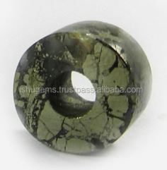 Gemstone Golden Big Hole Beads Fools Gold Pyrite Mercasite 14x8x5mm Smooth Tyre AA Quality IG0145