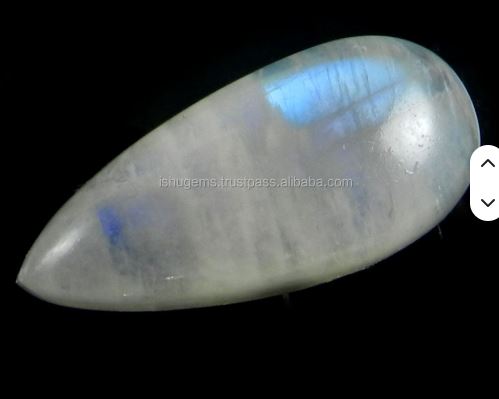 121 Cts Natural Rainbow moonstone with blue fire 13x30mm Pear Cabochon Beautiful loose stones for jewellery design IG0153