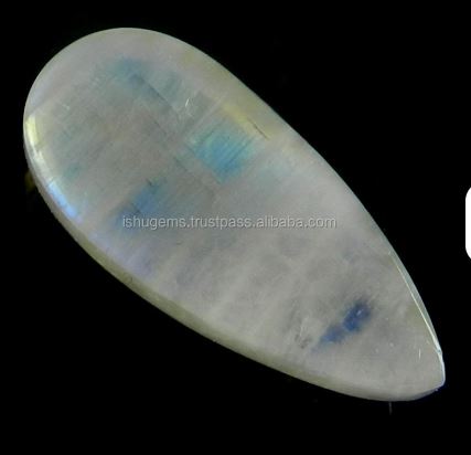 121 Cts Natural Rainbow moonstone with blue fire 13x30mm Pear Cabochon Beautiful loose stones for jewellery design IG0153